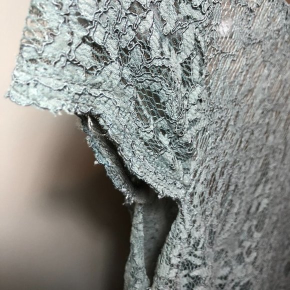 Size 6 Belsoie Grey Lace Short Sleeve Dress - Picture 3 of 14